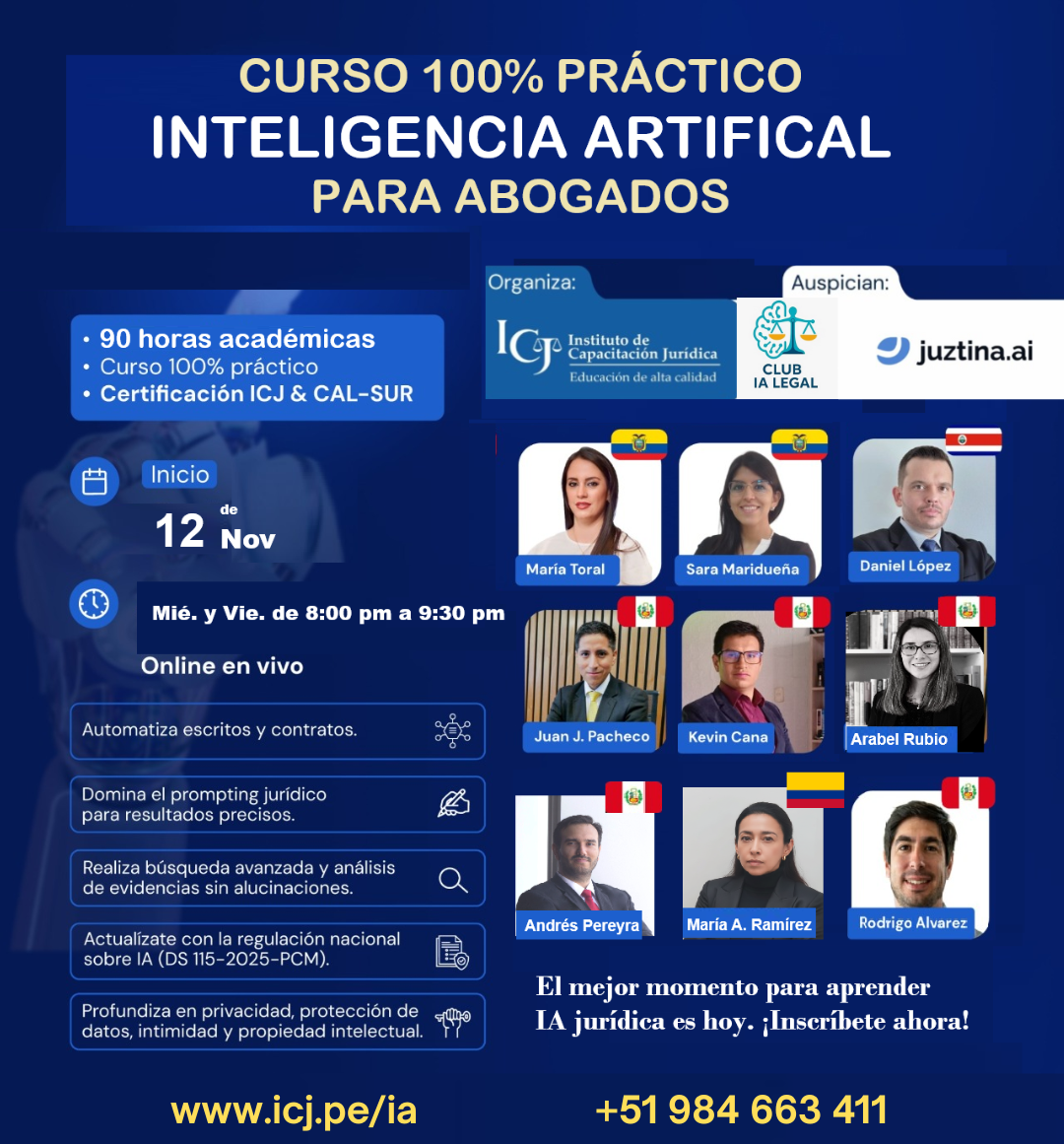 Curso 100 % práctico de Inteligencia Artificial para Abogados - ICJ.pe